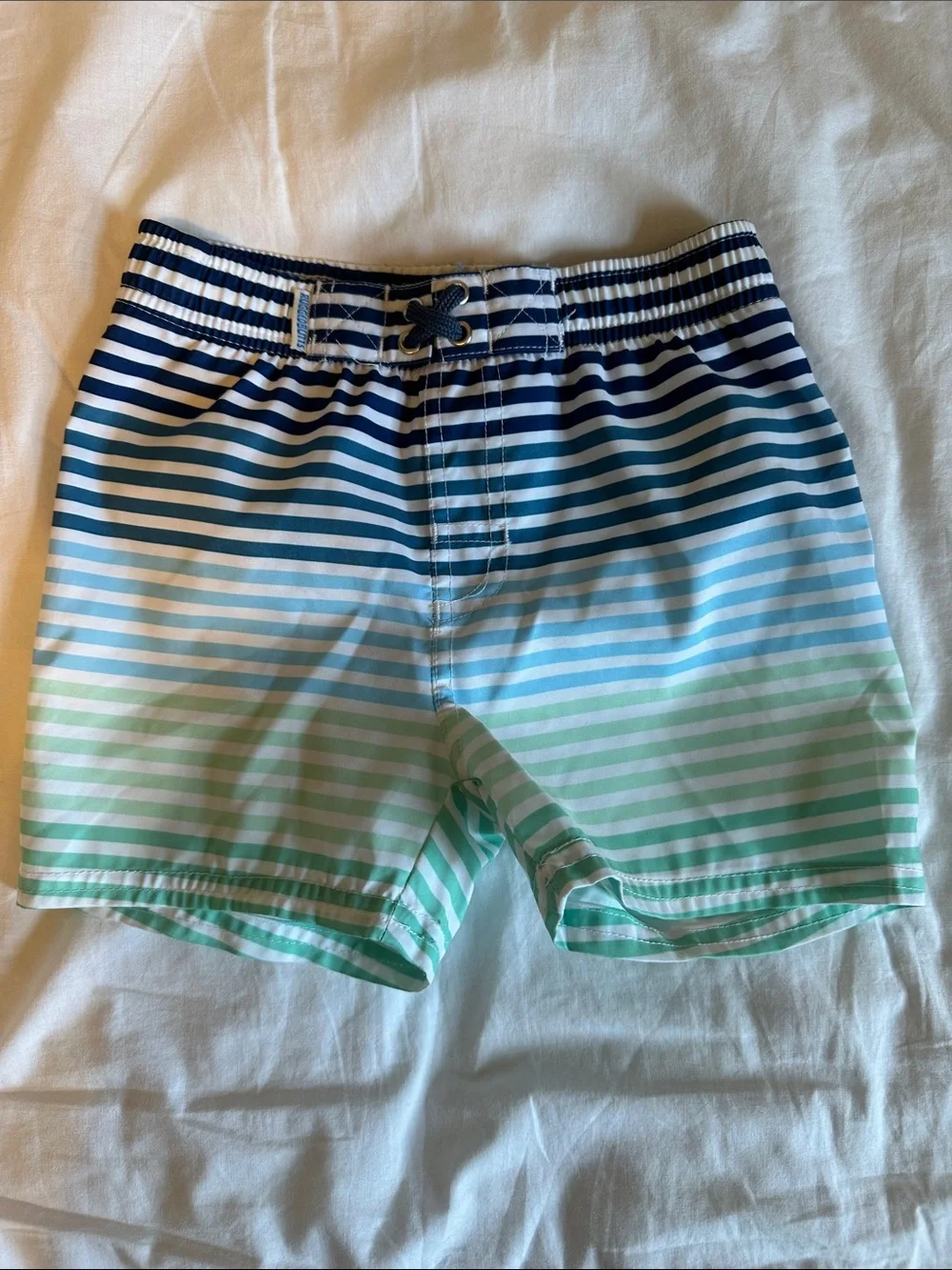 Rugged Butts Striped Gradient Boys Swim Trunks - Blue, Teal, Green